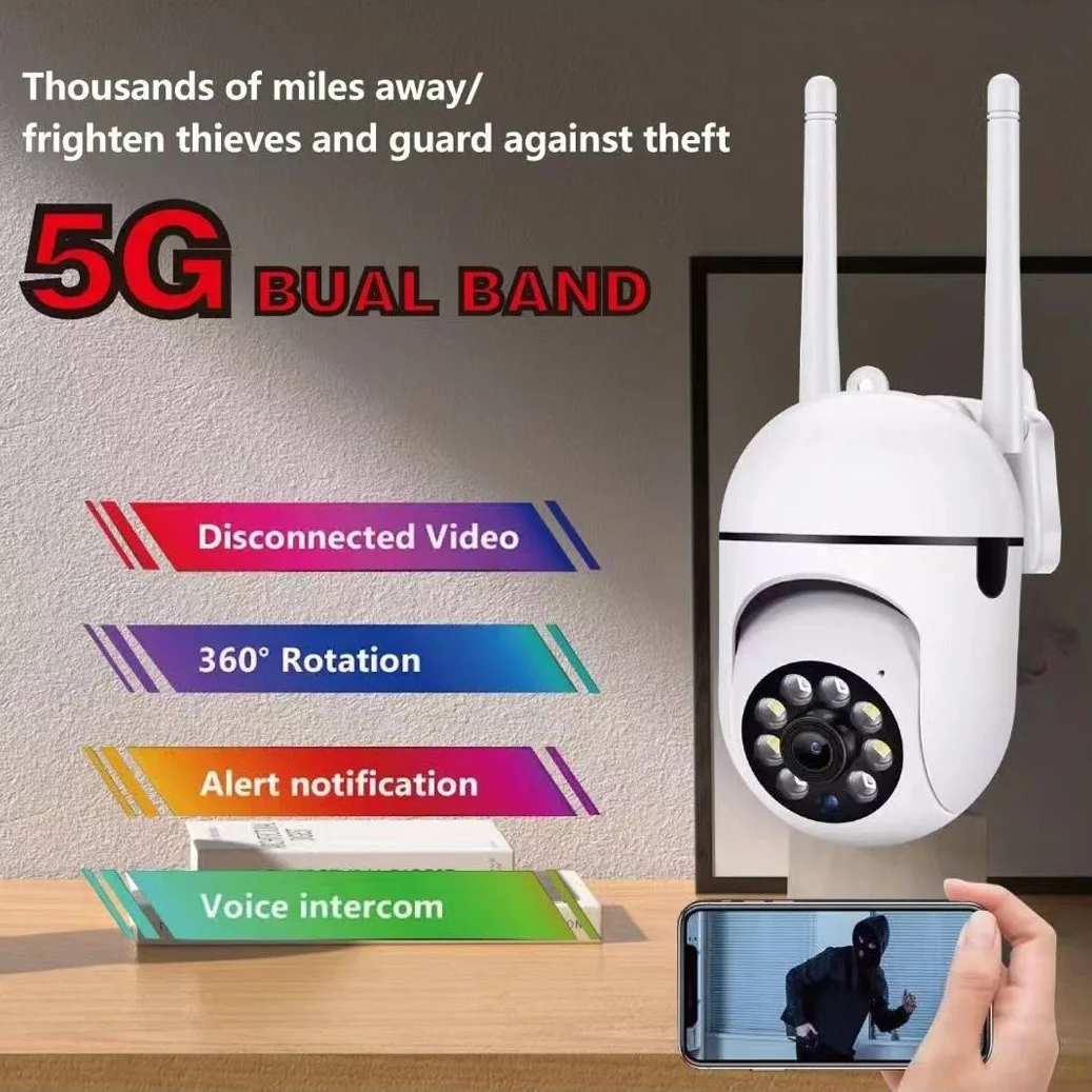 Smart 5G IP Camera 1080P HD WiFi Surveillance Camera Full Color Night Vision Security Camera 4x Digital Zoom Monitor Camera