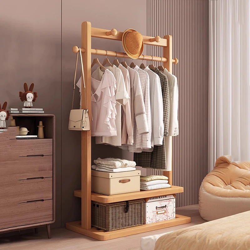 Wooden Wardrobes Coat Racks Standing Storage Adjustable Dress Coat Racks Garment Minimalist Porte Manteau Trendy Furniture