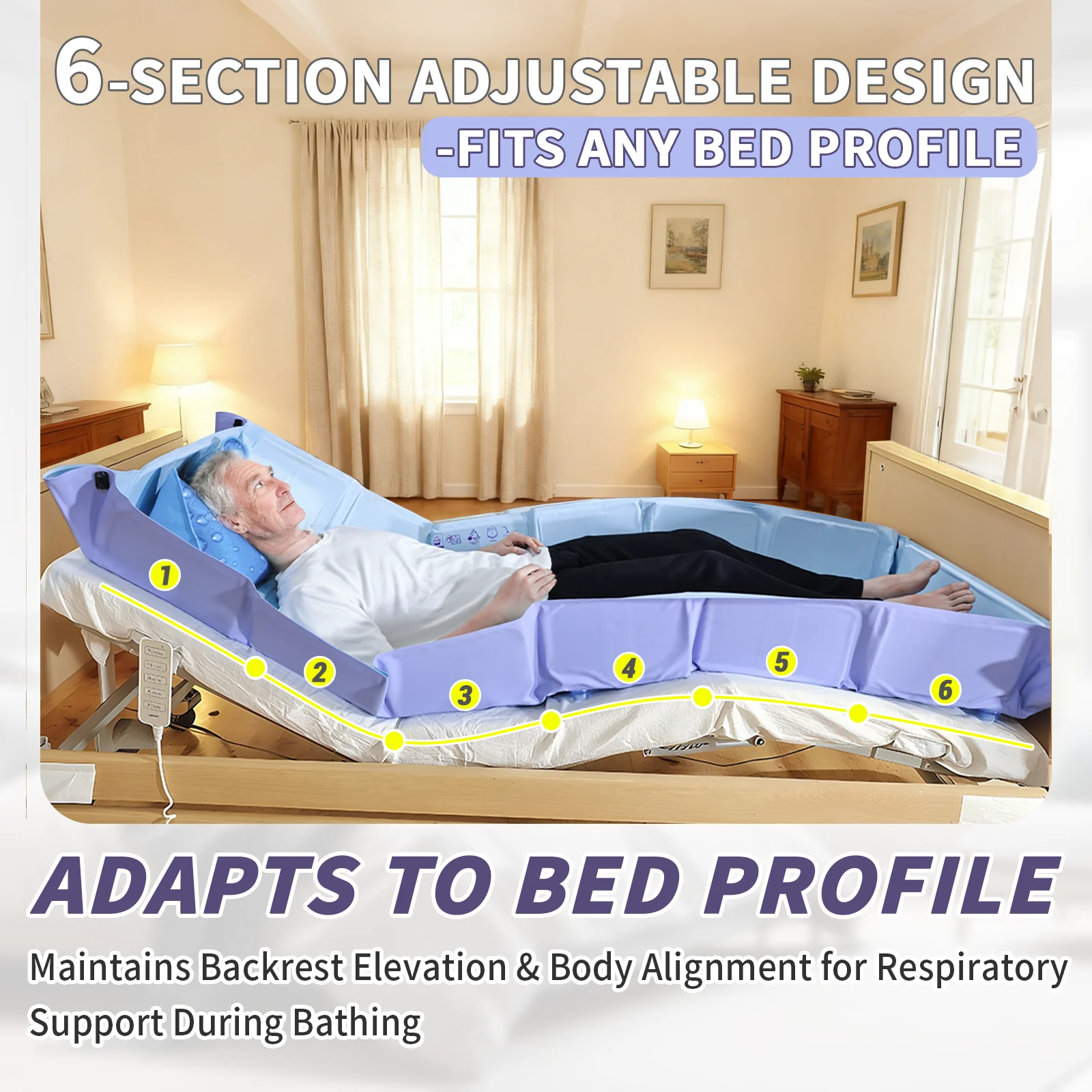 Ehucon Foldable Patient Shower Mattress Washing in Bed System，Portable Bathtub for Disabled Elderly Bedridden People Shower