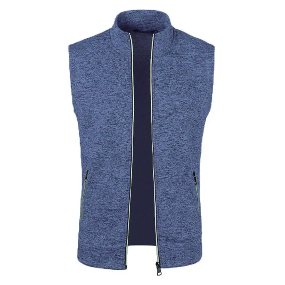 Waistcoat Male Stand Collar Tank Top Sweatshirt Men Vest Jacket Turtleneck Thin Fleece Cardigan Spring Autumn Sleeveless Apparel