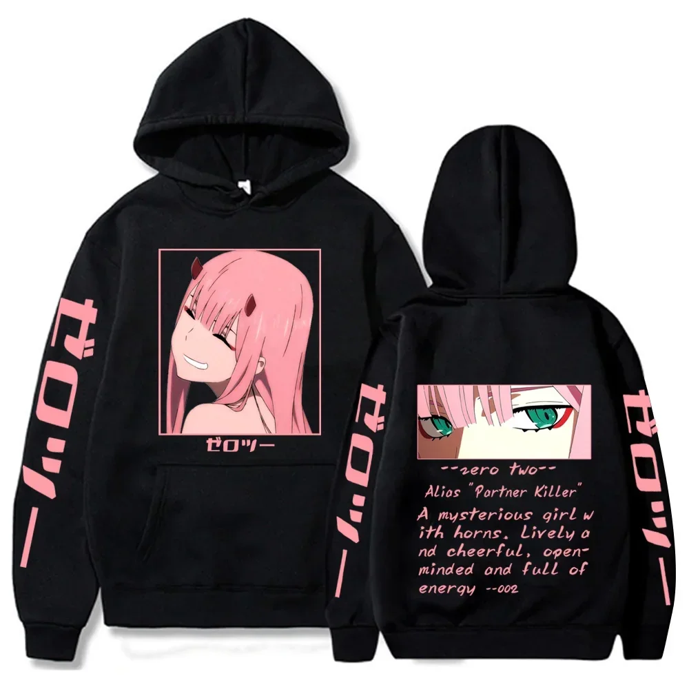 Fall/Winter Harajuku Men and Women Darling In The Franxx Hot Anime Hoodie with Zero Double Eyes Pattern and Large Size Pullover