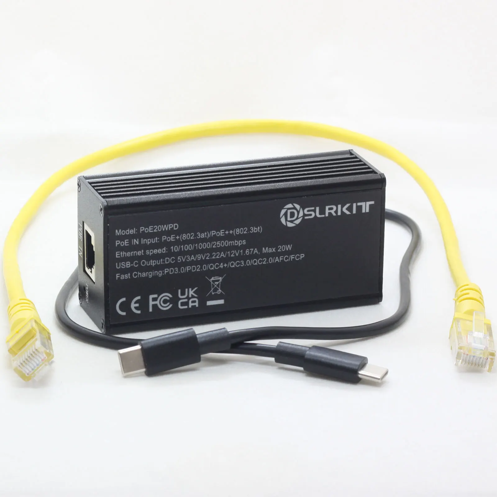 2.5Gbps PoE Splitter to USB Type-c 20W PD3.0 PPS QC 4+/3.0 802.3at Fast Charger
