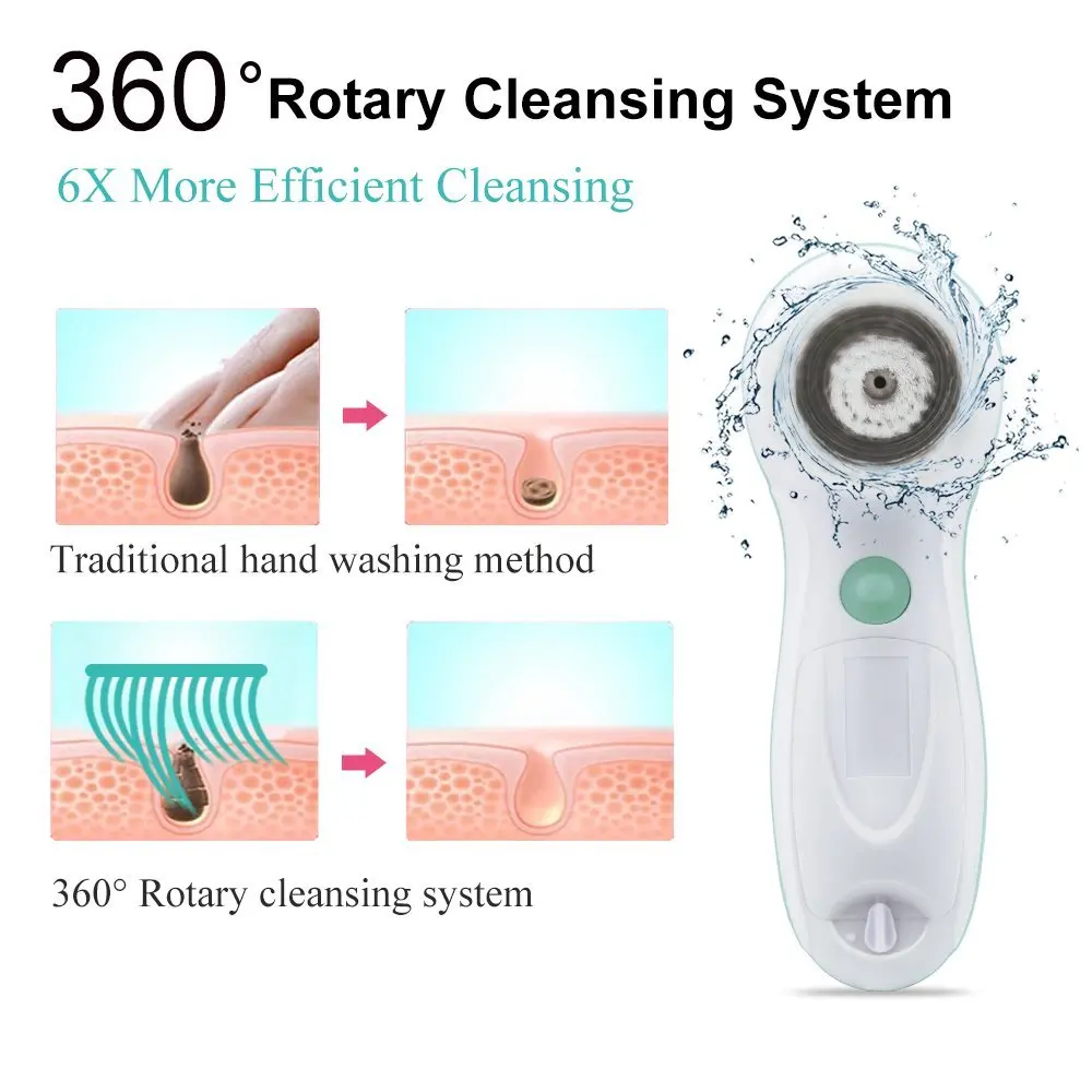 3 in 1 waterproof electric face brush, silicone brush set, rotating deep cleaning brush travel home beauty