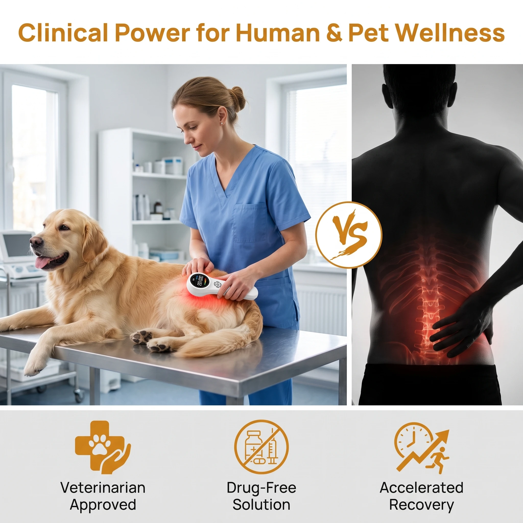 Advanced LLLT Cold Laser 660nm 810nm 980nm Red Near Infrared Light Therapy for Pain Inflammation Reduction Humans Pets