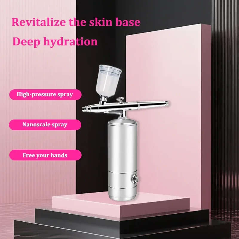 Oxygen Injector Mini Air Compressor Kit Air-Brush Paint Spray Gun Airbrush For Nail Art Tattoo Craft Cake Nano Fog Mist Sprayer