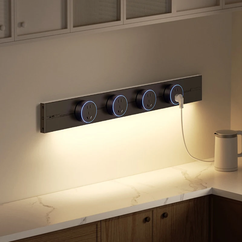 Sensor Light Track Socket Portable Home Kitchen Living Slide Rail Power Strip USB-C Wall Safe Indoor Power Accessory Supply Unit