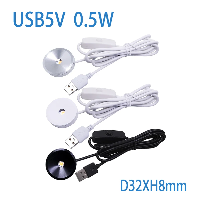 Usb 5V 0.5W  Slim 8mm LED Spotlight Home Mini Focus Under Counter Lighting Wine Kitchen Display Hotel Kitchen LAMP