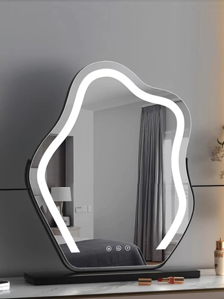Cloud Shape Vanity Mirror LED Lighted Makeup Mirror 15X Magnification 3 Modes Aesthetic Tabletop Mirror for Home Decor