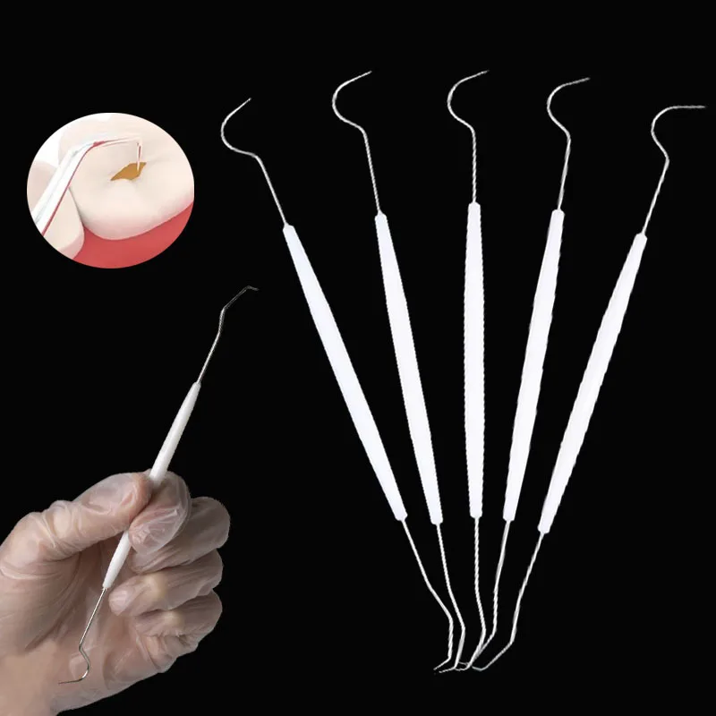 Dental Explorer Probe Double Heads Stainless Steel Crochet Hook Teeth Cleaning Oral Hygiene Care Dentist Examination Tool