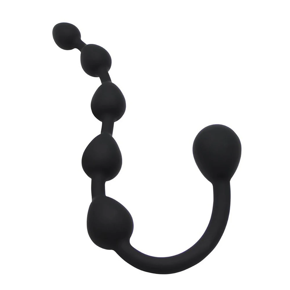 Curved Silicone Anal Beads Butt Plug Adult Intimate Toy Flexible Soft Silicone Material Smooth Surface Waterproof Easy to Clean