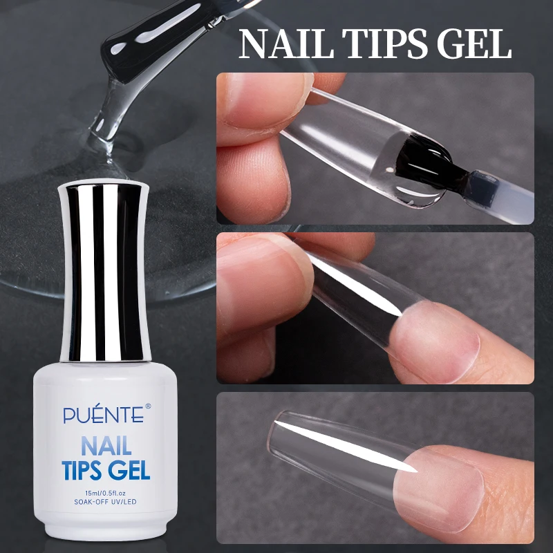 15ML Nail Glue Gel For Acrylic Tips For Fast Nail Extension Clear Base Rhinestone  Adhesive Soak Off UV Semi-permanent Varnish