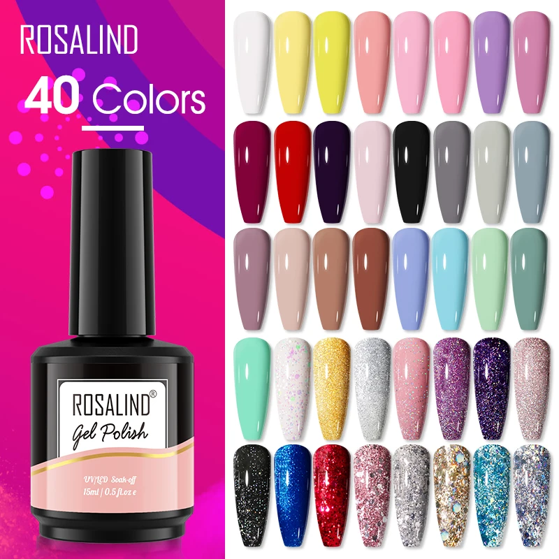 ROSALIND 15ML Glitter Nail Gel Polish All For Manicure Gel Hybrid Varnishes Soak Off Nails Art Semi Permanent Varnish Lacquer