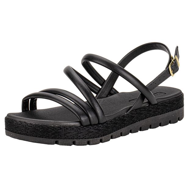 Sandália Feminina Flat Moleca 5539101 PRETO 36