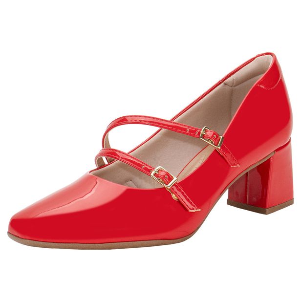 Sapato Feminino Salto Grosso Beira Rio 4314105 VERMELHO 34