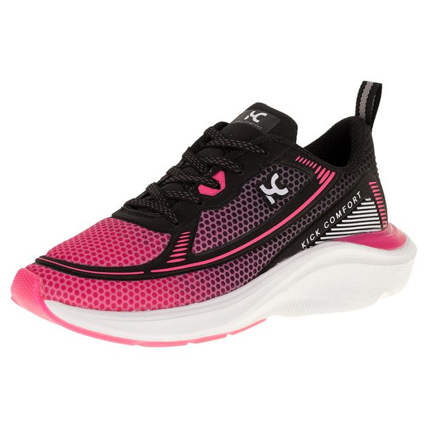 Tênis Feminino Kick Confort Vantage Box 200 - KC2266 PRETO/ROSA 34