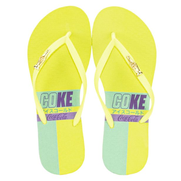 Chinelo Feminino Coke Japan Style Coca Cola CC3984 AMARELO 33/34