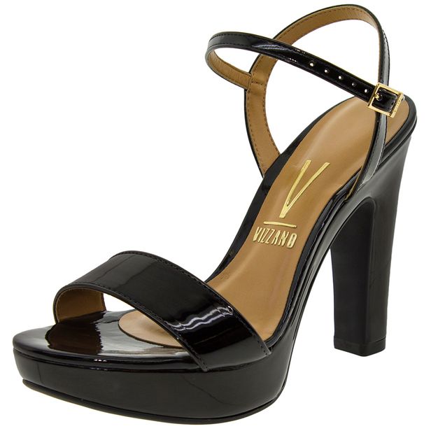 Sandália Feminina Salto Alto Vizzano - 6292100 VERNIZ/PRETO 37