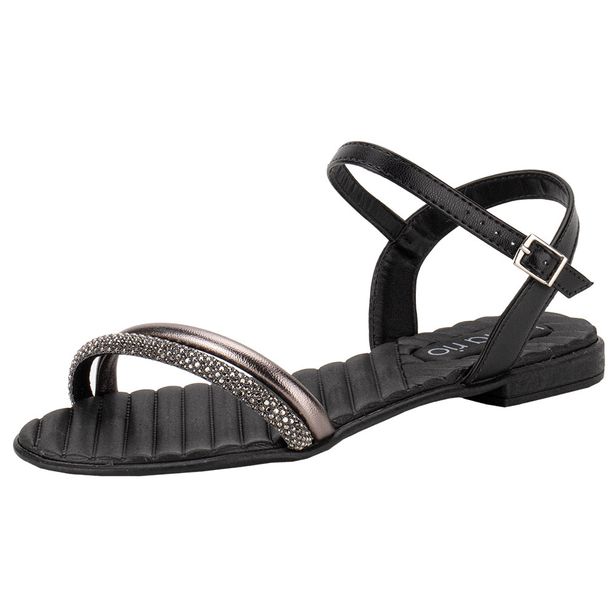 Sandália Feminina Flat Beira Rio 8519109 PRETO/CINZA 38