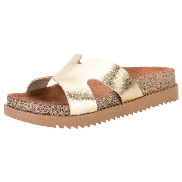 Tamanco Feminino Flat Moleca 5500100 OURO 34