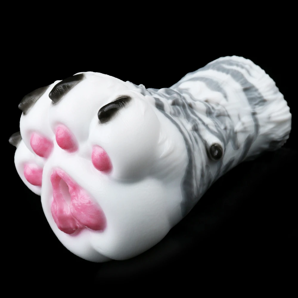 GEEBA Cute Paw Design Male Masturbator Cup Soft Silicone Pocket Pussy Adult Onahole Tight Entrance Furry Fantasy Sex Toy for Men