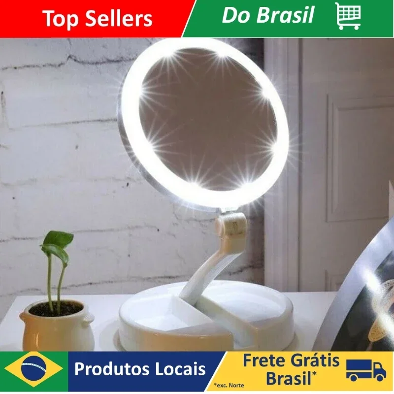 10X LED Illuminated Makeup Mirror with Bright Light Espelho Luz Led Iluminador