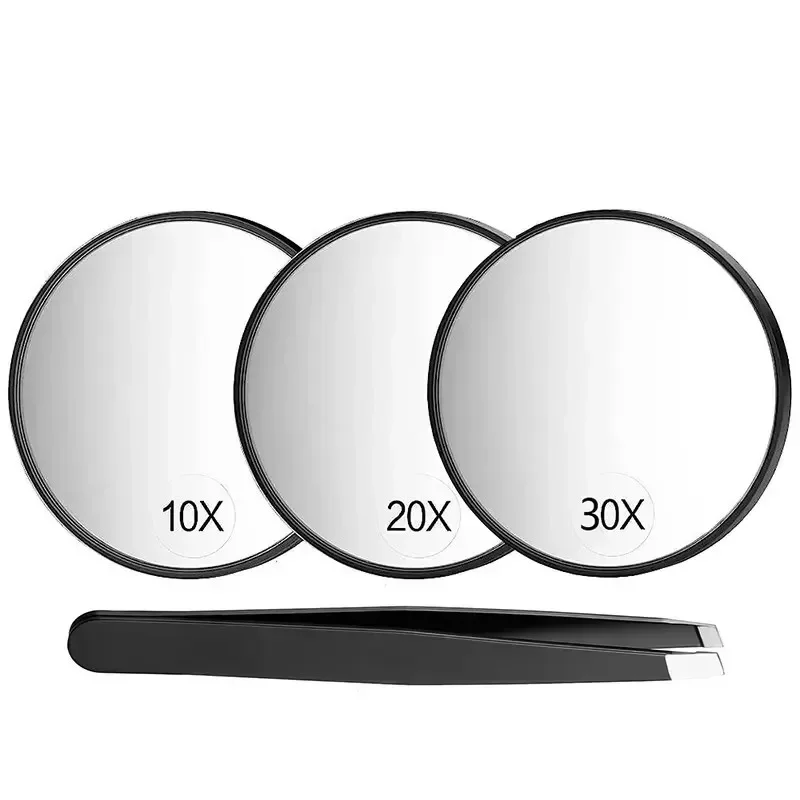Magnifying Makeup Mirror 30x Magnification Small Mirror Shaving Rotundity Handheld 10x 20x Makeup Mirror Sucker Aluminum Tools