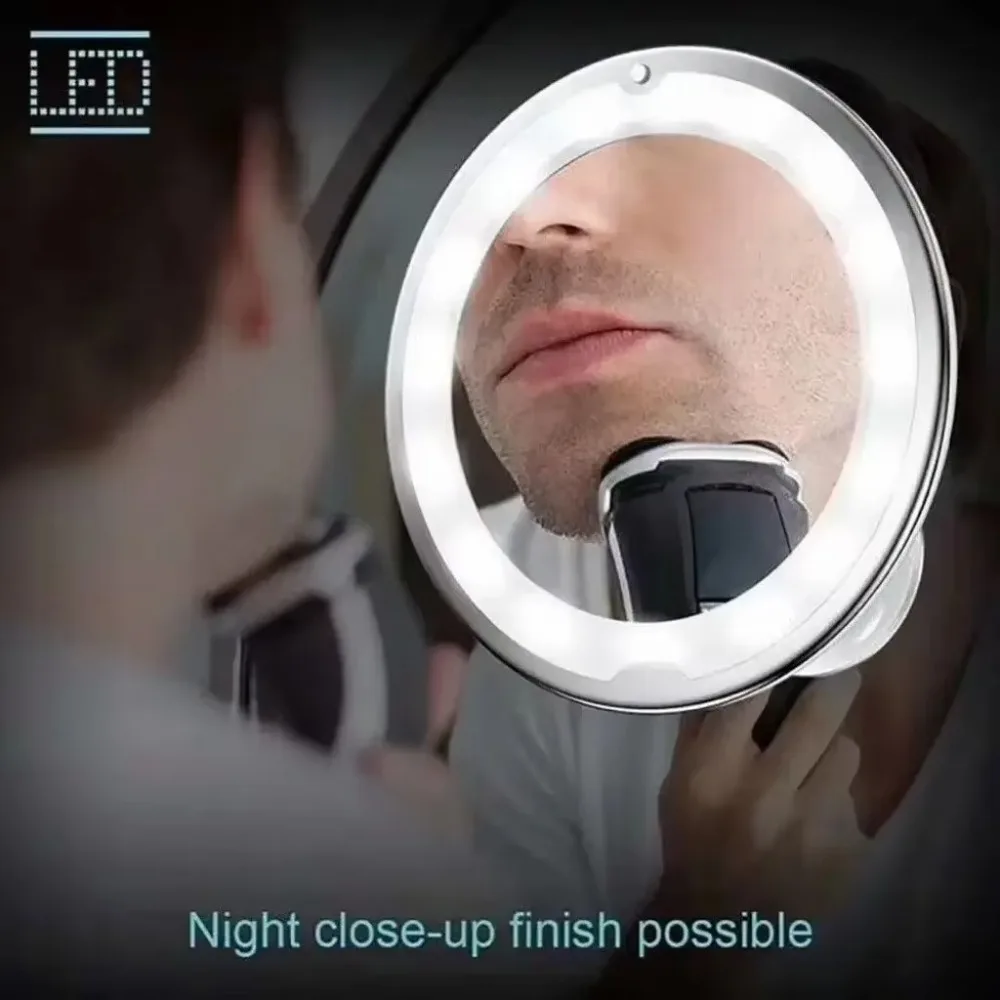 360 Degree Rotation Makeup Mirror 10x Magnifying Suction Cup Vanity Mirrors LED Light Illuminated Touch Control