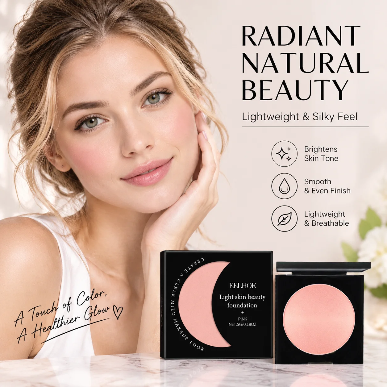 EELHOE Light Skin Beauty Foundation Cream Natural Conceal Flaws Non Caking Sheer Plain Makeup Cover Blemishes Facial Foundation
