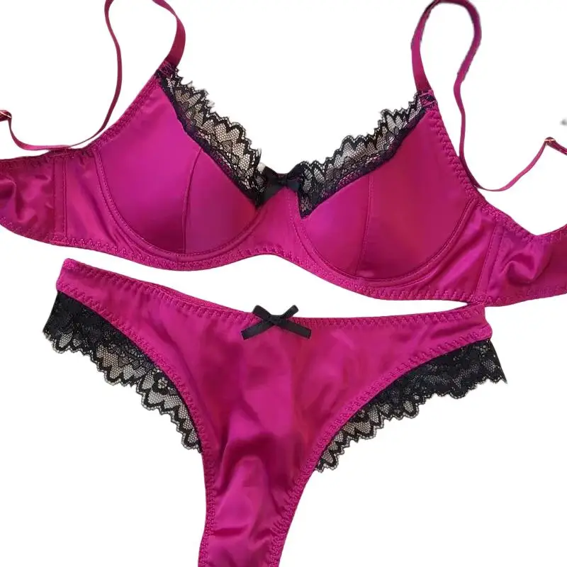 KUCLUT Thin Cup Lingerie Set Sexy Lace Push Up Bra Fashion Women Silk Fabric Underwear High Quality Intimates Bras and Panties