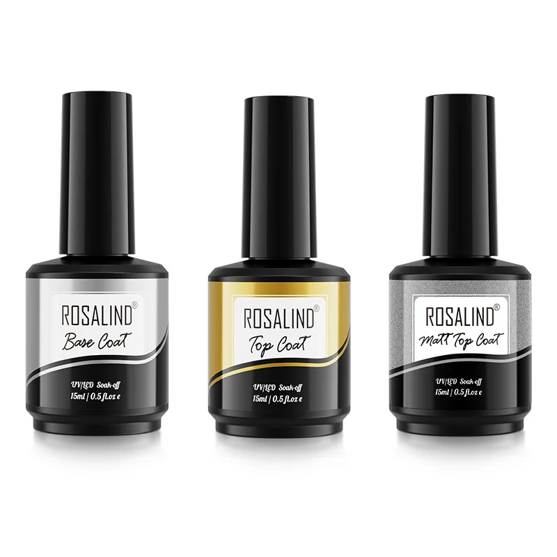 ROSALIND 15ML Gel Nail Polish For Art Manciure Design Lacquer Base Top Matt Soak Off Semi Permanent Pure Color UV Nail Gel