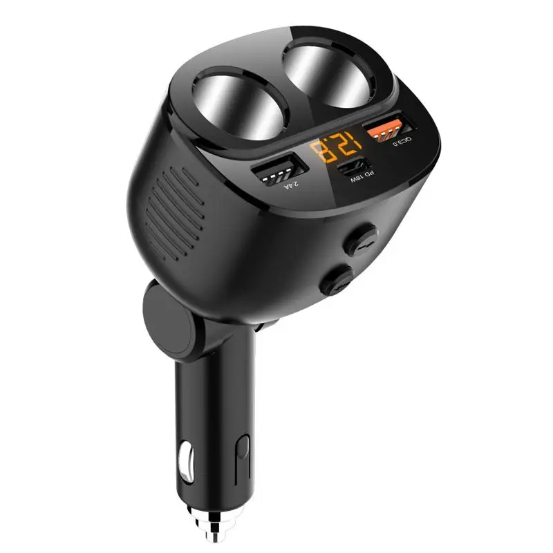 120W QC3.0 PD Car Cigarette Lighter Adapter Dual USB Type-C Fast Charge 12V-24V Universal Car Charger for IPhone Samsung Xiaomi