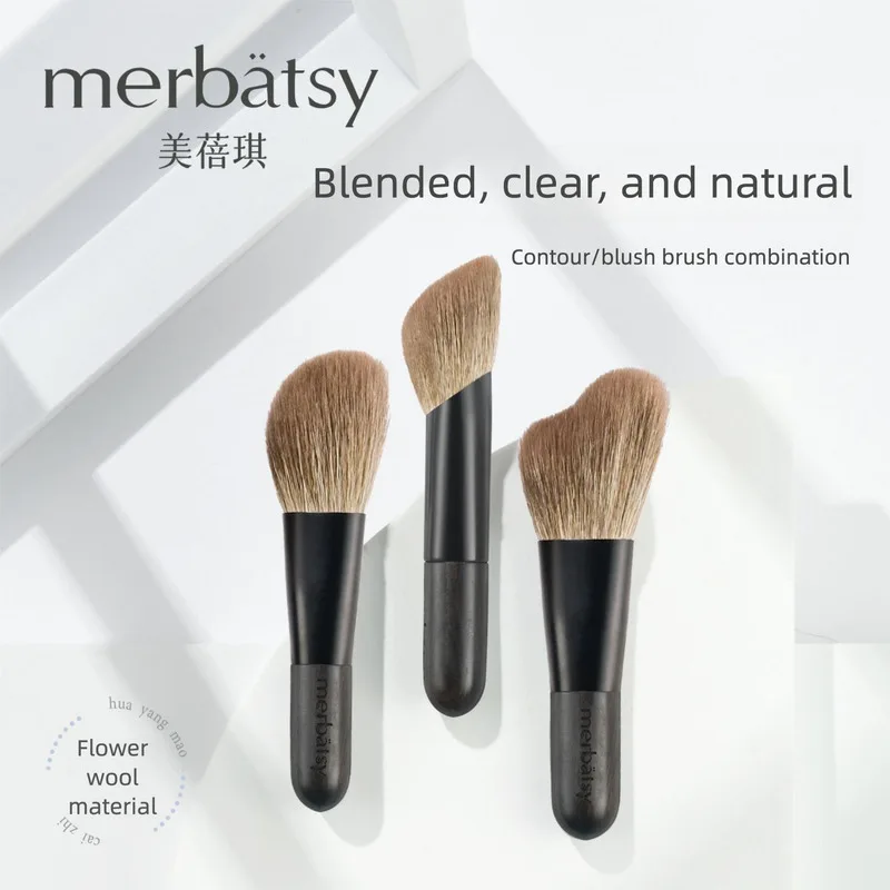 Mini Blush Brush, Contouring, High-gloss Brush, Floral Wool Slope, Wavy Ebony, Clear, Soft And Portable Makeup Brush