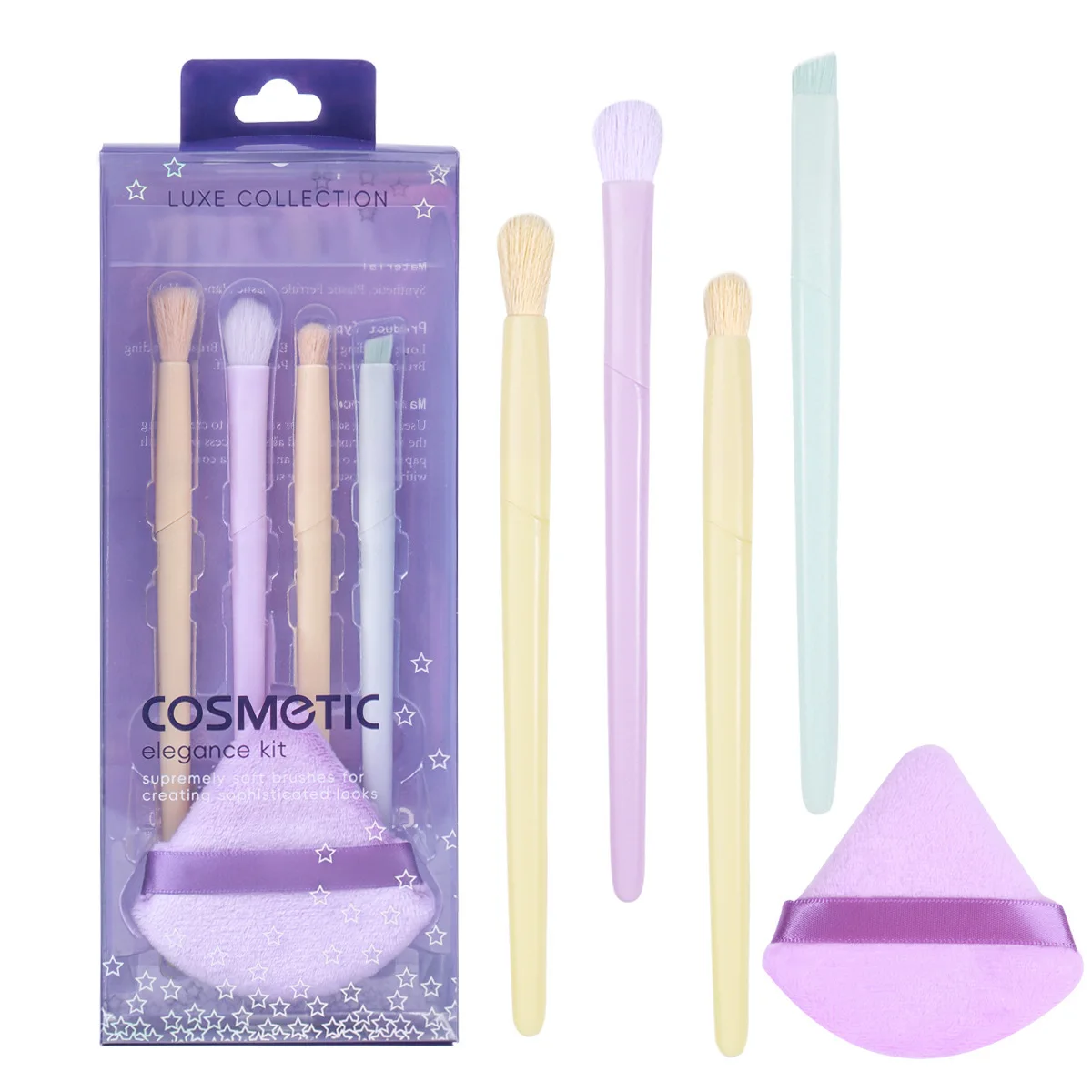 Zoerya Mini Macaron Color Portable Makeup Brush Set - On-the-Go Eyebrow & Eye Shadow Compact Powder Puff Tools for Beauty