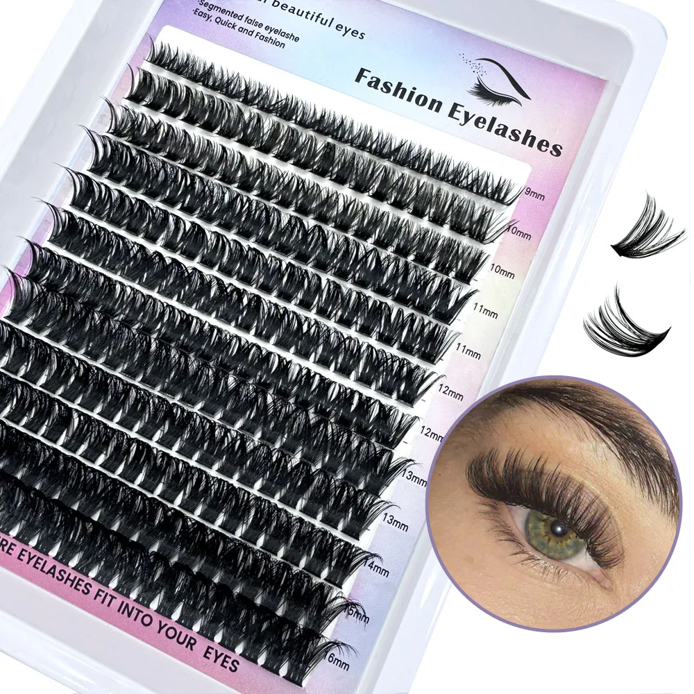 DIY Cluster Lashes Hotting Natural Wispy Eyelash Extension  Mixed Tray Faux Mink Lashes Cilias D Curl Fluffy Lashes Makeup
