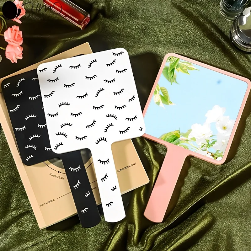 Eyelash Extensions Handheld Mirror Vanity Mirrors Portable Square Eyelash Extension Mirror Women Cosmetic Beauty Salon Supplies