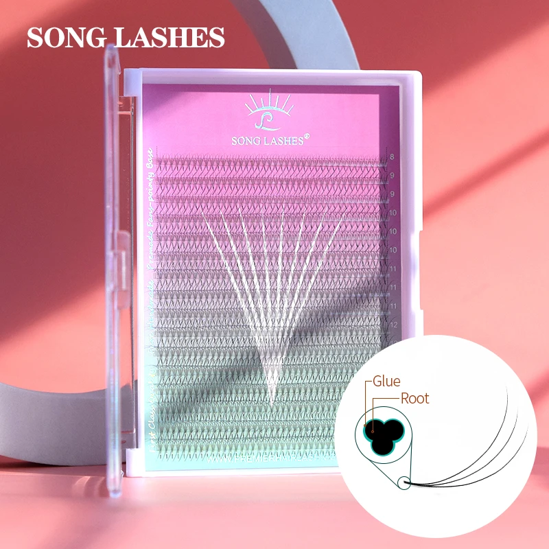 Song Lashes 3D8D10D Pointy Base Promade Fans Korean PBT Eyelash Extension Sharp Thin Pointy Base Promade Volume Fans Eyelashes