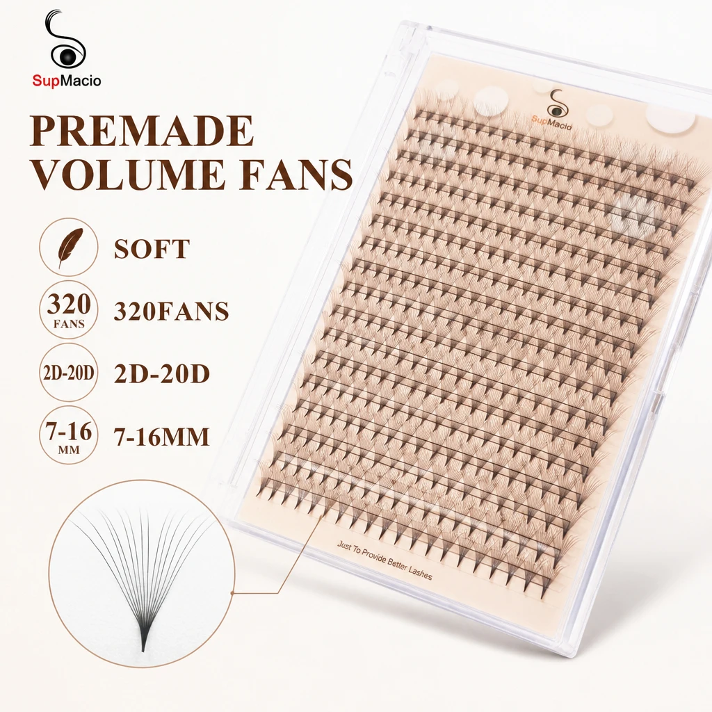Premade Fans Lashes SUPMACIO 5D 6D 8D 10D 12D 14D Pre Made Russian Volume Fans Eyelash 320Fans Pointy Base Faux Mink
