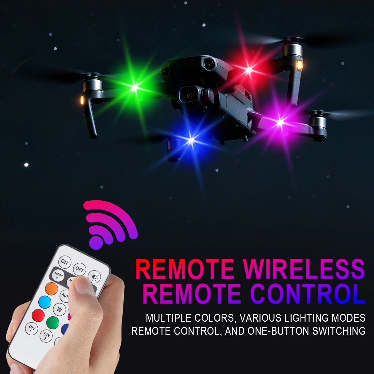 1/2/4/6pcs RGB Wireless LED Drone Strobe Light Type-C Charging for Bicycle Taillight Motorcycle Car Remote Warning Light