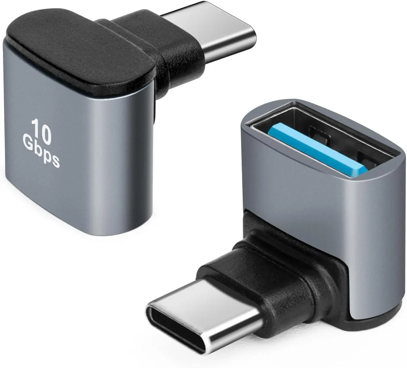 90 Degree USB C to USB 3.1 OTG Adapter Right Angled Type C to USB Adapter 10Gbps Data Transfer for Smartphone Tablet Laptop