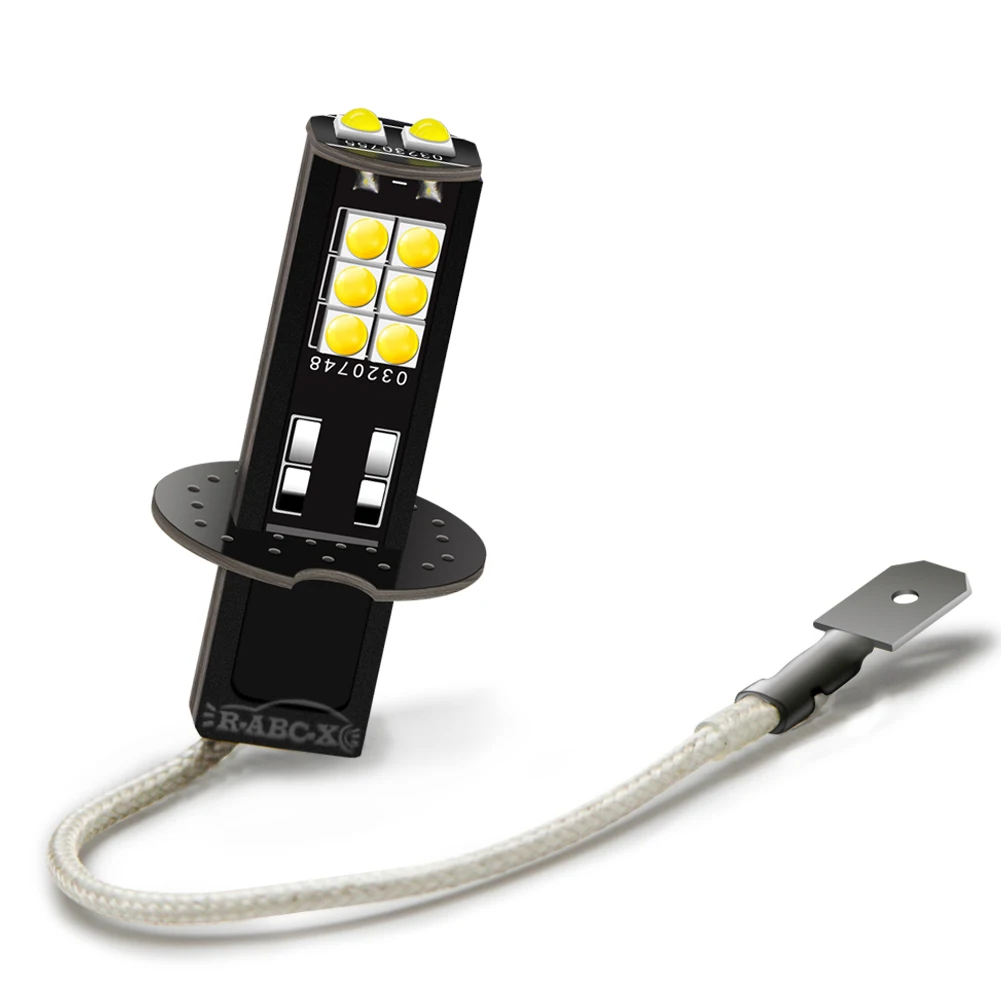 2Pcs H3 LED Fog Light Bulb 6V 1000LM 3030SMD 14LEDs Aviation Aluminum Fast Cooling Built in Driver Car Replacement White 6000K