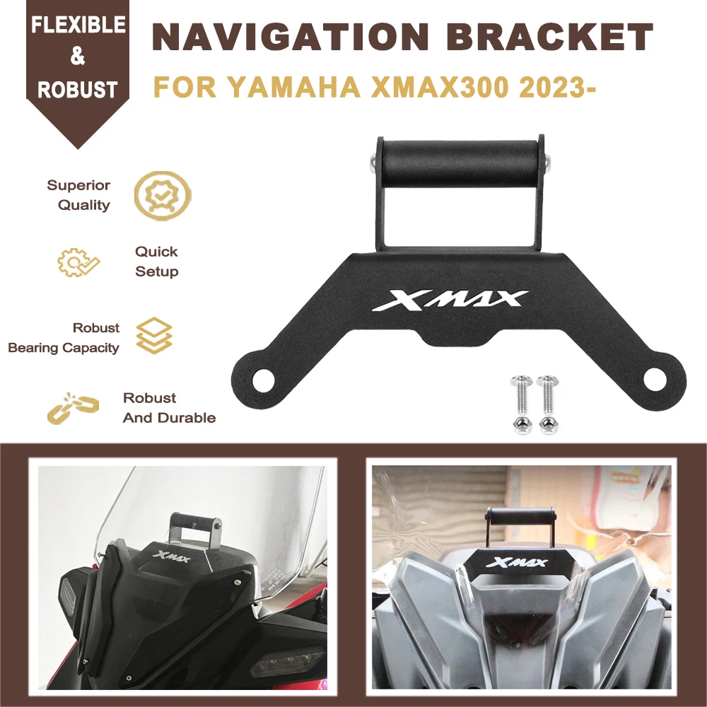 Motorcycle CNC Navigation Bracket Adjustable GPS Mobile Phone Holder Mount Support For YAMAHA XMAX300 XMAX X-MAX 300 2023 2024
