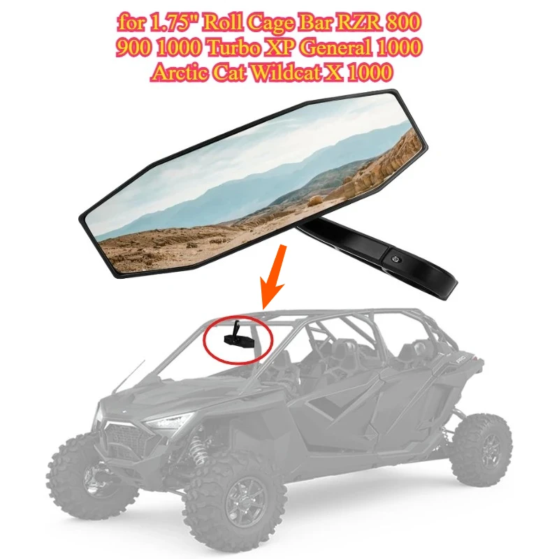 Rear View Center Mirror with Glass for UTV 1.75