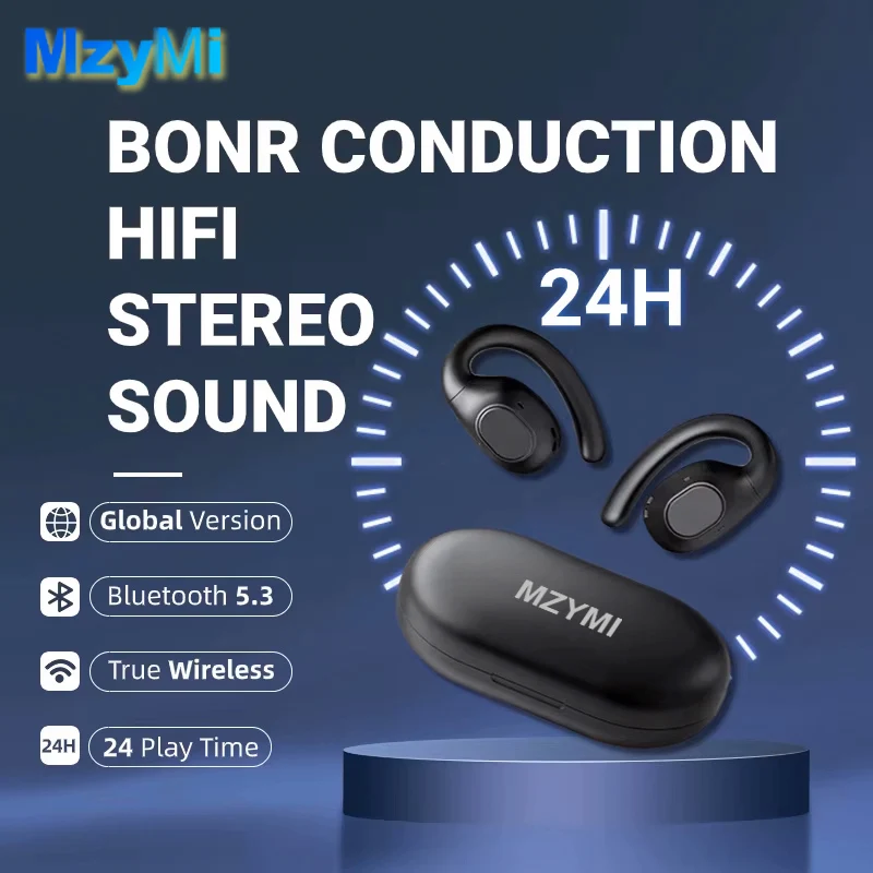 MZYMI I68 Wireless Bluetooth5.3 Earphones Bone Conduction TWS Headphones with Mic EarHooks Earbuds Portability Sports Headset