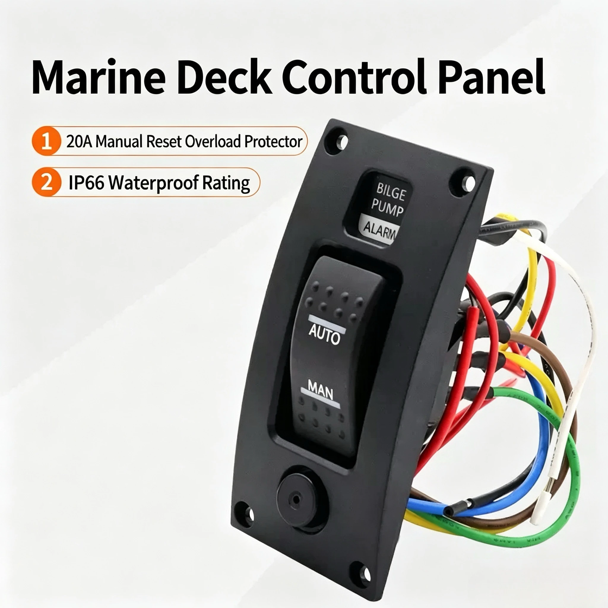 MARINE ACCESSORIES, 12‑24V BILGE PUMP ROCKER SWITCH WITH BUZZER LOW‑VOLTAGE SWITCH FOR BOAT & YACHT