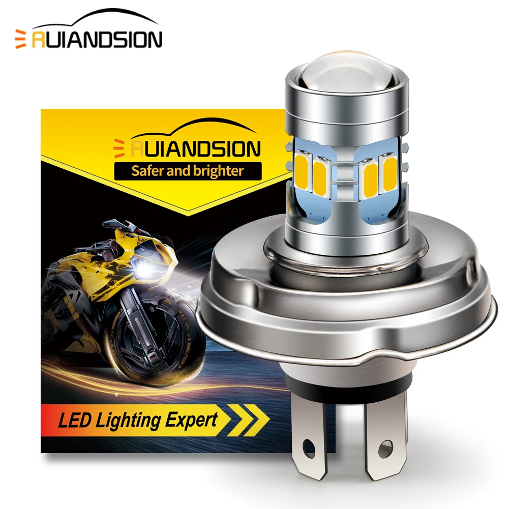 P45T LED Headlight LED 6V 12V 24V Motorcycle UTV Agrimotor Light White Yellow 6000K 2700K 600LM H4 Bulb Dual Color No Polarity