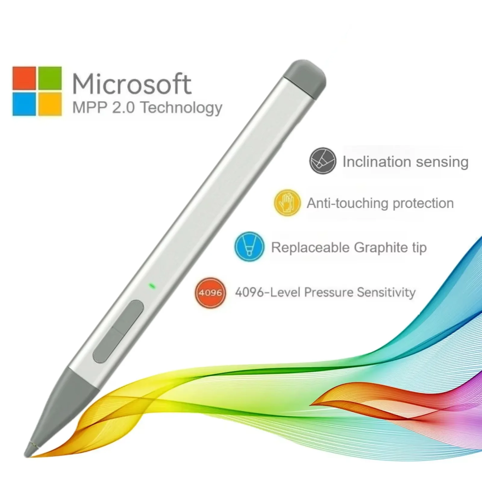Pen 2 with MPP2.0 for Asus HP Dell Microsoft Surface 4096 Pressure Eraser Palm Rejection Graphite Nib for Surface Pro 11/10/9/8