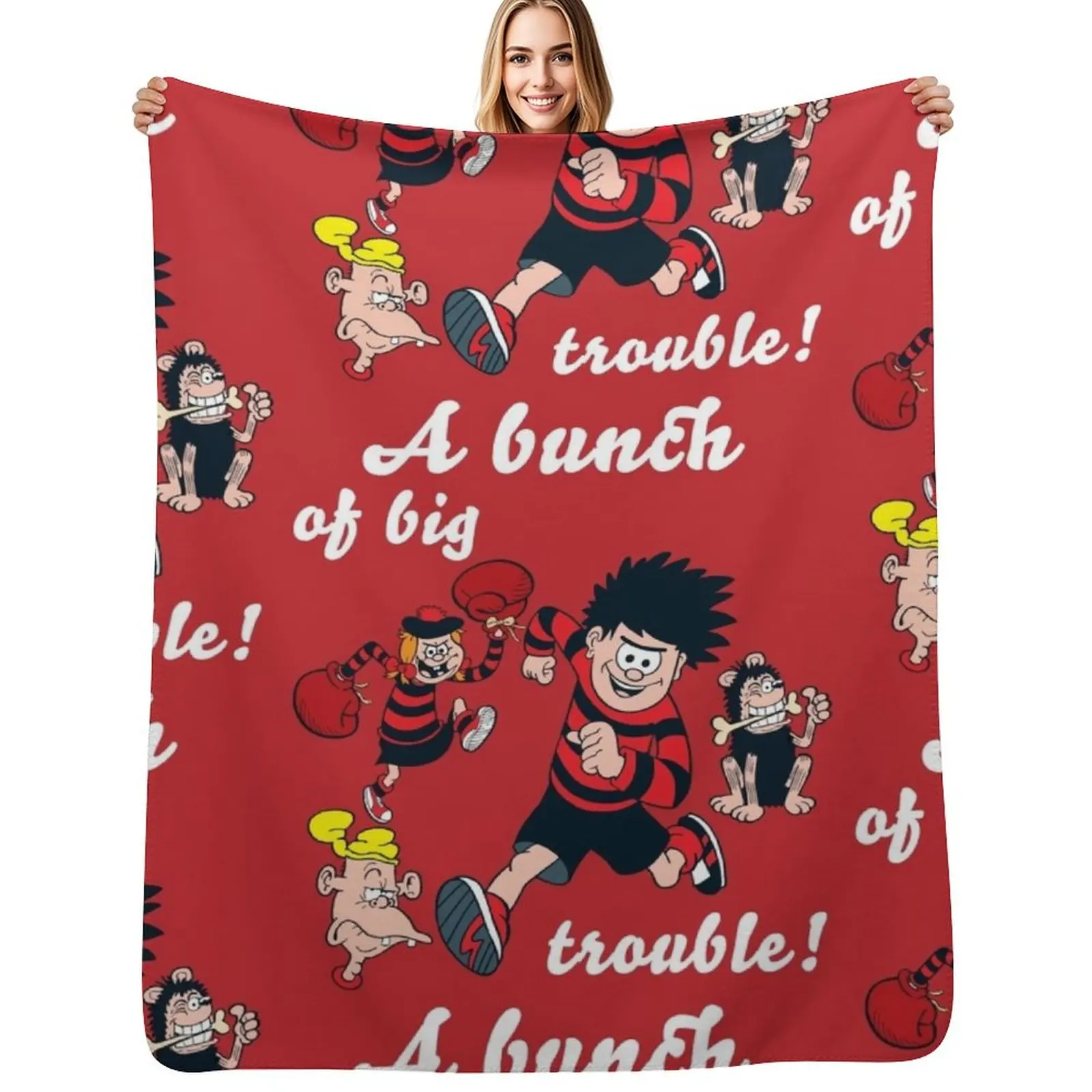 Dennis and Gnasher Essential t-shirt Throw Blanket Compact Warm Blanket for Car Road Trip