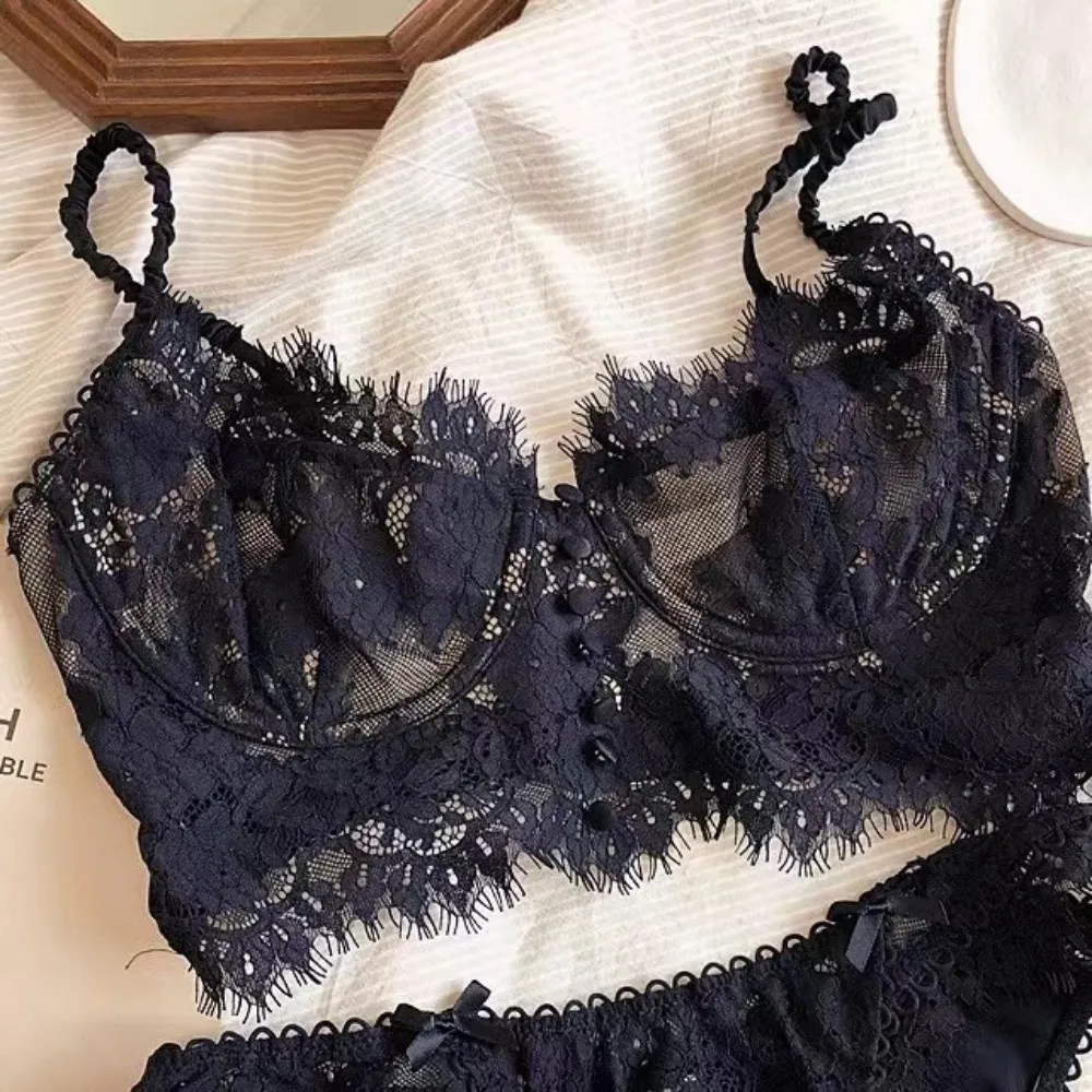 Flower Embroidery Lace Wireless Bra Gathered Mesh Flower Push Up Bra Ultra Thin Anti-sagging Female Underwear Date Night