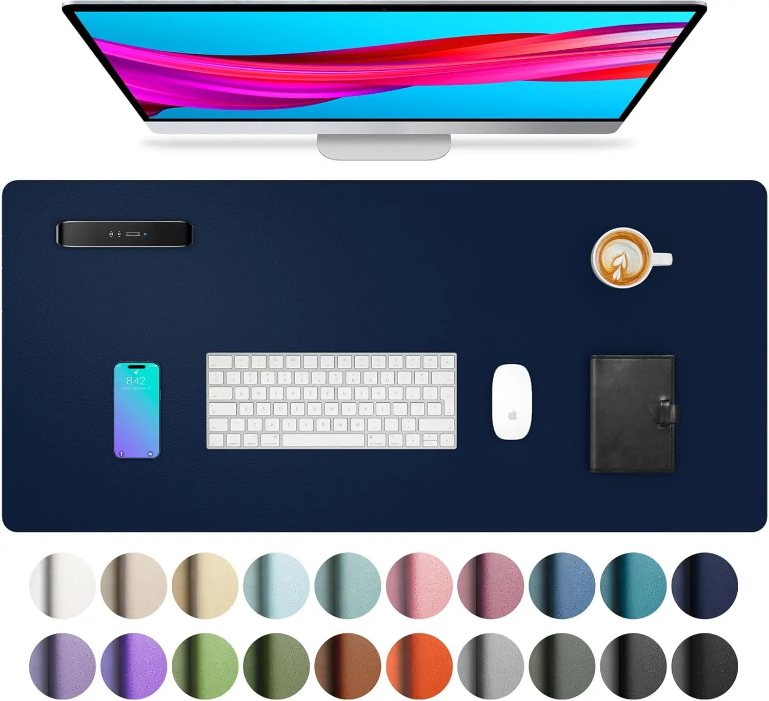 Desk Pad Protector, Office Desk Mat, Large Mouse Pad, Waterproof  Non-Slip PU Leather Desk Blotter for Office and Home