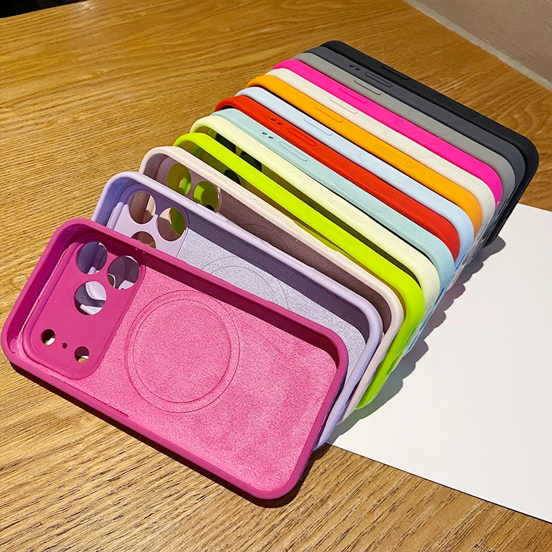 Color Blocking Liquid Silicone for Magsafe Case for IPhone 18 17 16 15 14 13 Pro Max Magnetic Wireless Charging Shockproof Cover